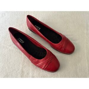 Women's Walking Cradle Comfort Shoe- Casual Career Ballet Flat- Red- Size 10S